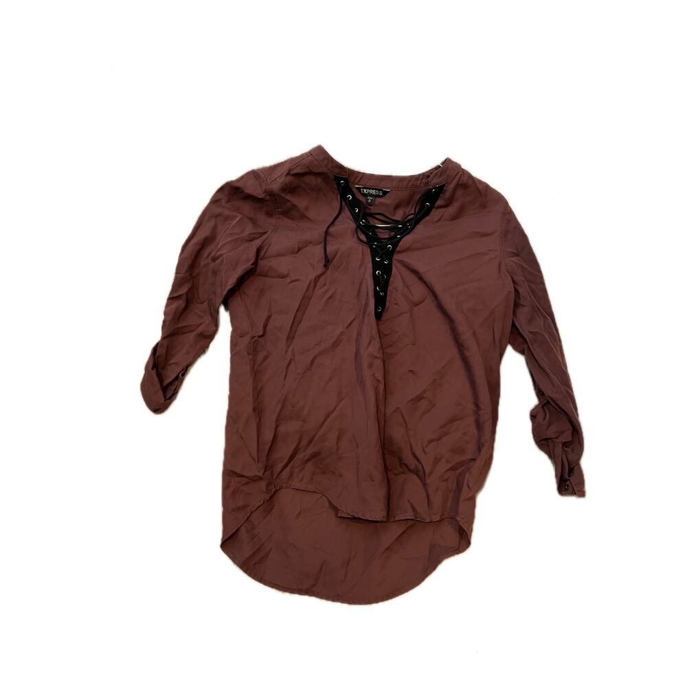 Express Maroon/brown criss cross blouse Womans Small